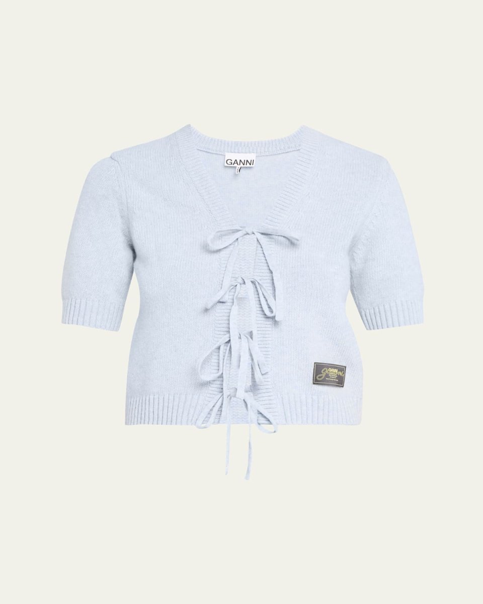 Short-Sleeve Tie-Front Cardigan